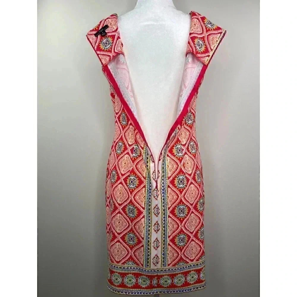 R&K Sleeveless Colorful Pattern Panel Dress - Pink, Blue, Yellow, White - 4 - Picture 14 of 14